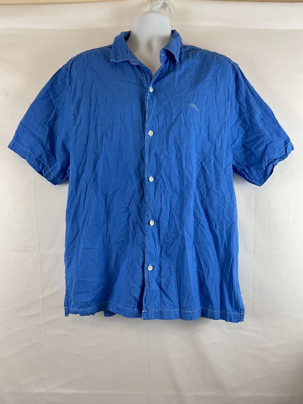 Tommy Bahama Short Sleeve Shirt XL Blue Button Front`